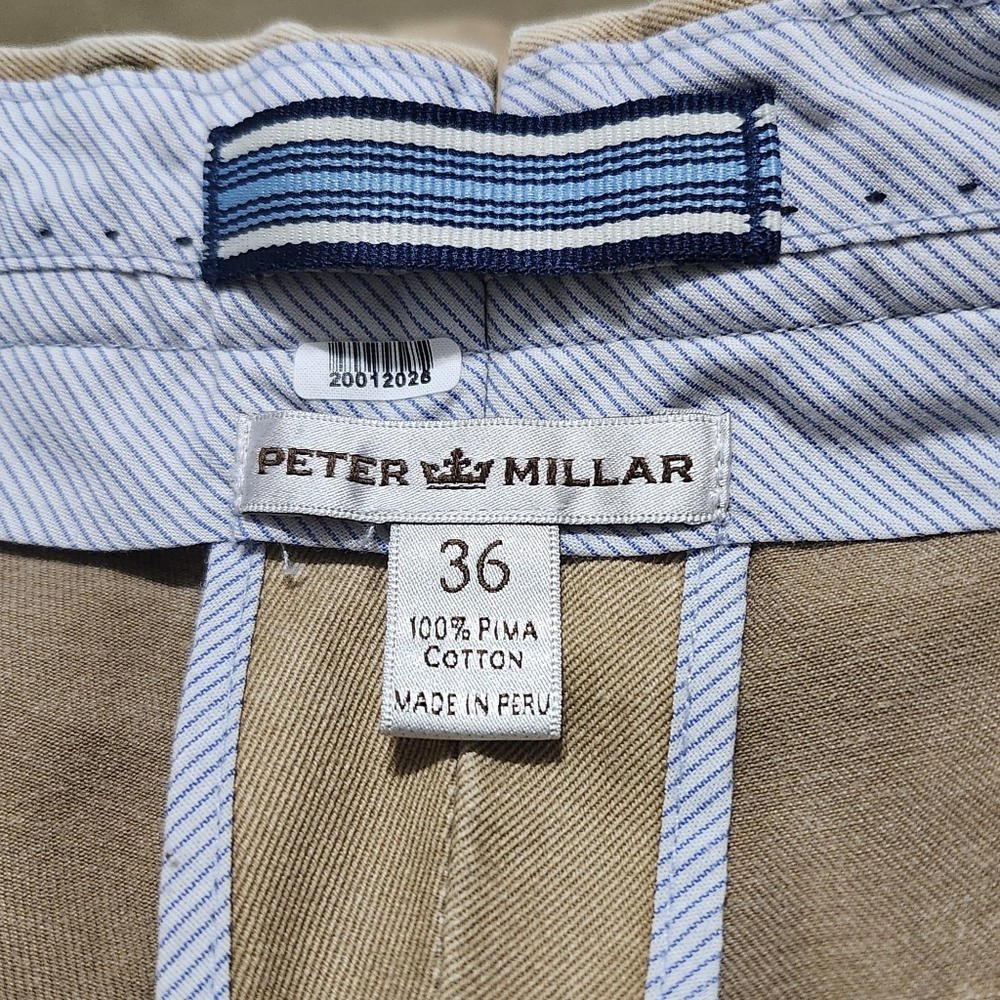 Peter Millar Lot Of 2 Tan and Brownish Chinos Classic Style Flat Front Size 36 - Picture 6 of 7